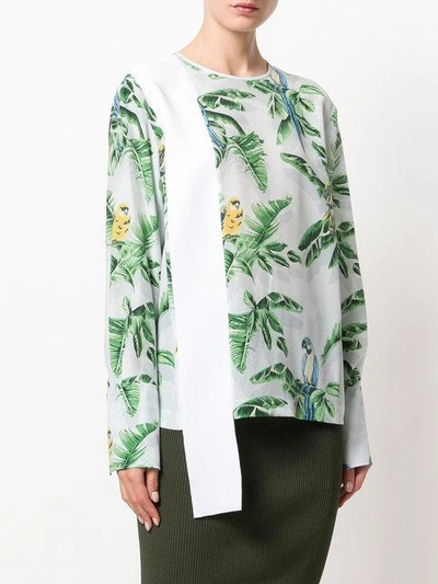 Shop Stella Mccartney Palm Leaf And Parrot Print Top In White