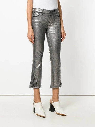 Shop J Brand 3 Foiled Cropped Skinny Trousers In Grey
