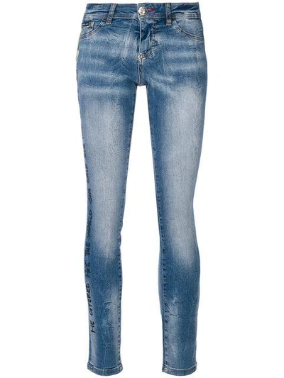 Shop Philipp Plein Embroidered Skinny Jeans