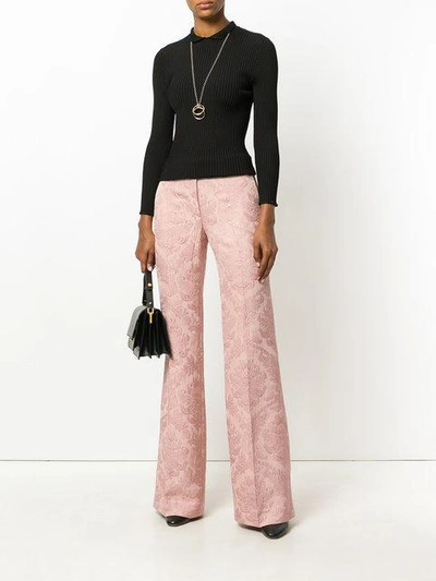 Shop Theory Flared Jacquard Trousers - Pink