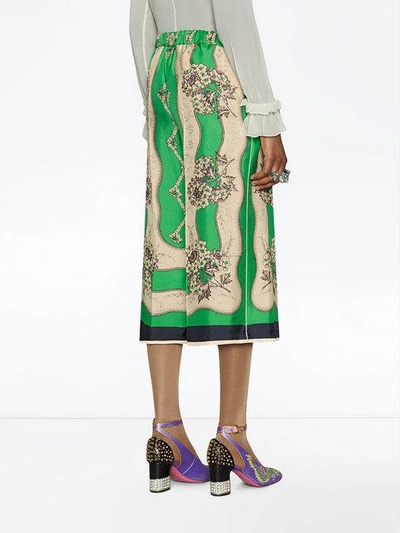 Shop Gucci Garden Chains Print Silk Bermuda Shorts