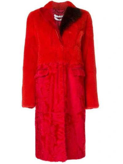 Shop Givenchy Panelled Coat In Red