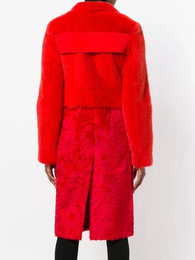 Shop Givenchy Panelled Coat In Red