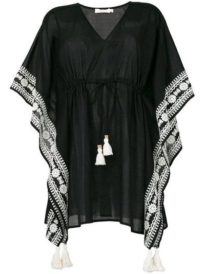 Shop Tory Burch Embroidered Kaftan In 001 Black