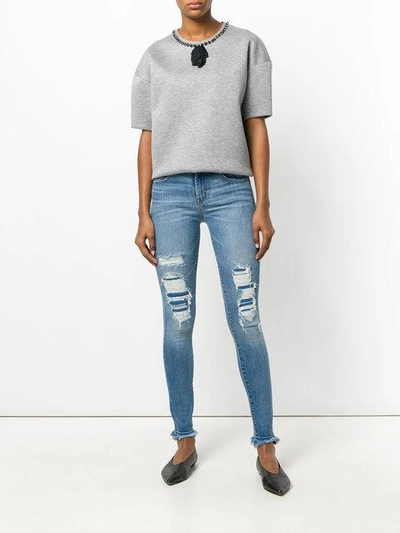 Shop J Brand Distressed Skinny Jeans In Blue