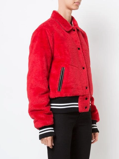 Shop Amiri Sherpa Bomber Jacket - Red