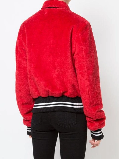 Shop Amiri Sherpa Bomber Jacket - Red