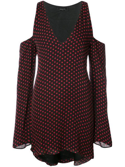 Shop Amiri Cold-shoulder Polka-dot Dress - Red