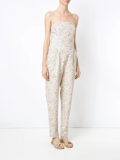 Shop Andrea Marques Printed Bandeau Jumpsuit In Neutrals