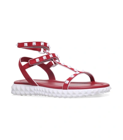 Shop Valentino Free Rockstud Sandals In Red