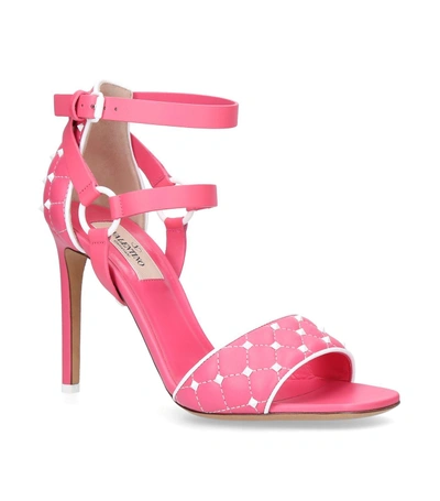 Shop Valentino Quilted Rockstud Sandals 105 In Pink