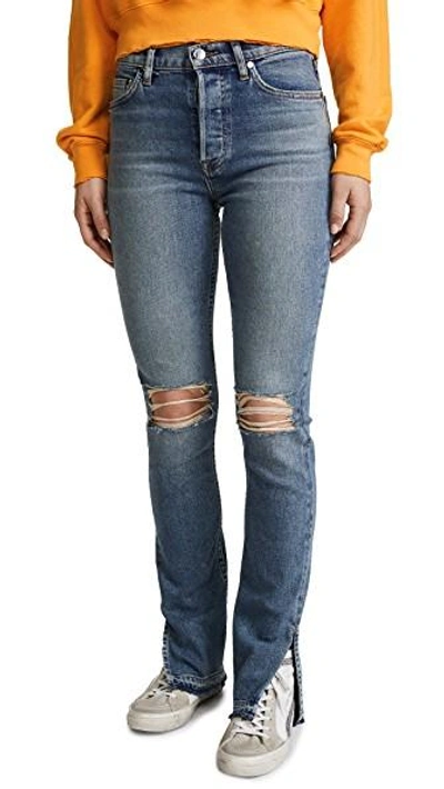 Shop Cotton Citizen The High Rise Split Skinny Jeans In Light Grunge