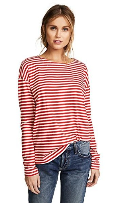 Shop Current Elliott The Breton Tee In Red White Stripe