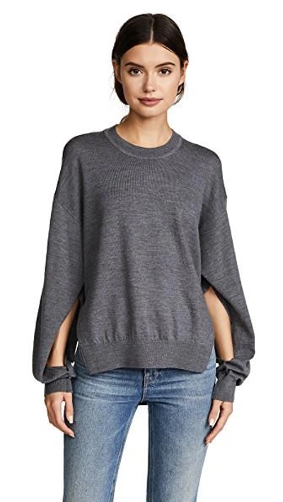 Shop Alexander Wang T Twisted Sleeve Sweater In Charcoal
