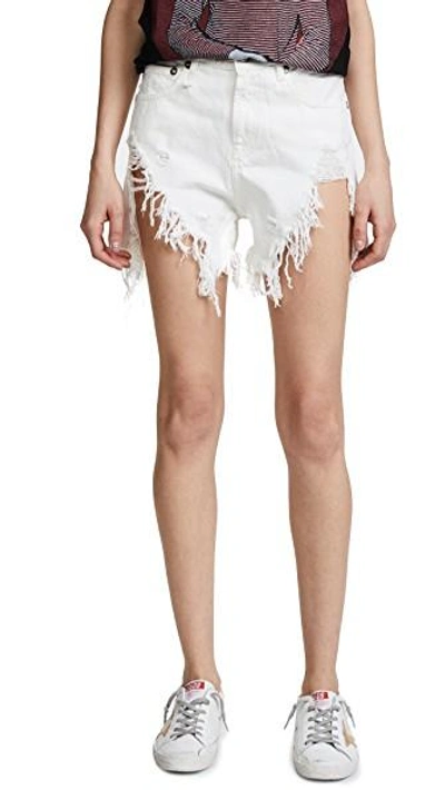 Shop R13 Shredded Slouch Shorts In Willie White