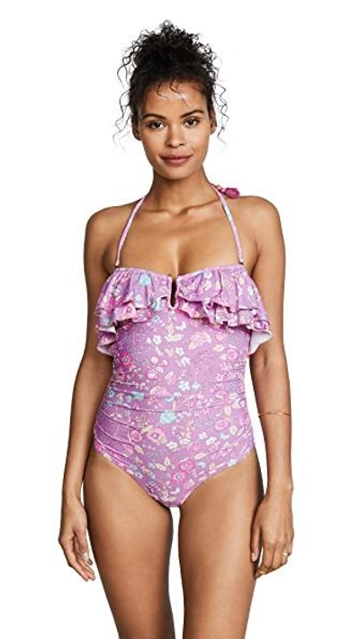 Shop Spell And The Gypsy Collective Flower Child Frill One Piece In Fuchsia