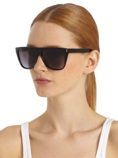 Shop Saint Laurent Oversized Acetate Sunglasses In Black-grey