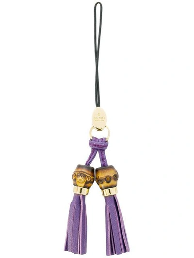 Shop Gucci Tassel Keyring In Purple