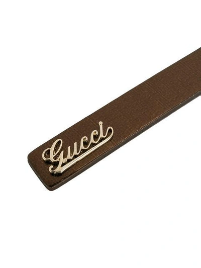 Shop Gucci Signature Keyring In Brown