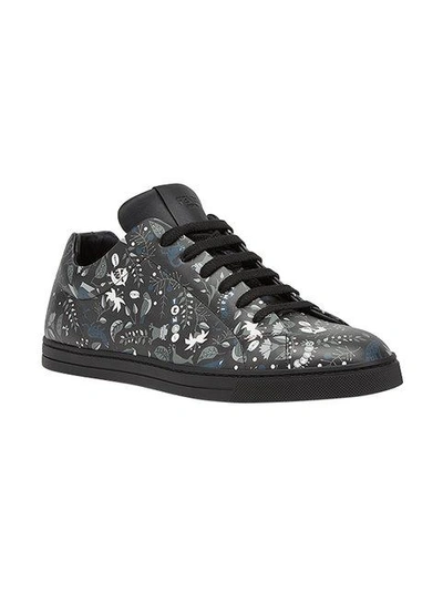Shop Fendi Printed Lace-up Sneakers