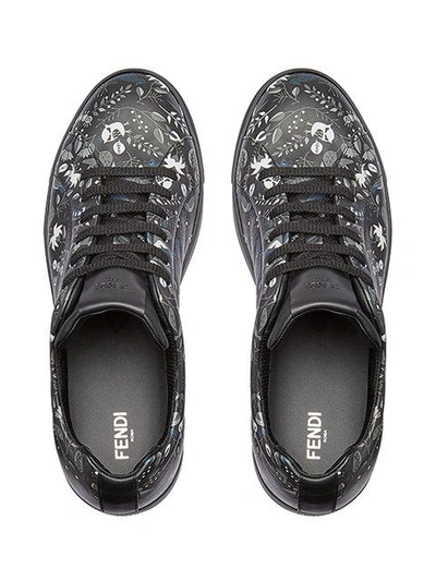 Shop Fendi Printed Lace-up Sneakers