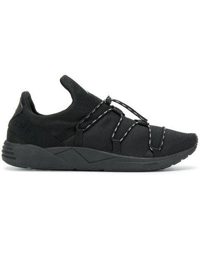 Shop Arkk Front Tie Running Sneakers - Black