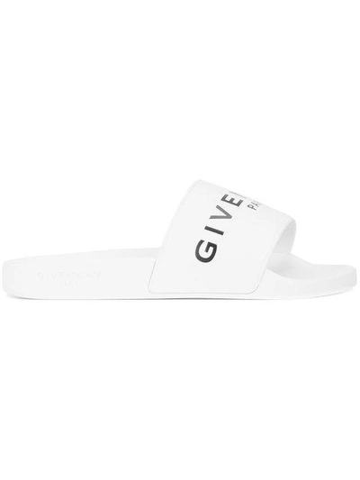 Shop Givenchy Logo Slides In White