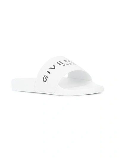 Shop Givenchy Logo Slides In White