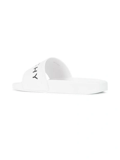Shop Givenchy Logo Slides In White