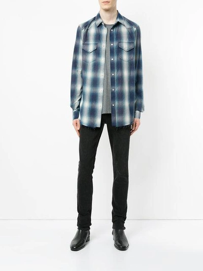 Shop Amiri Studded Plaid Shirt - Blue