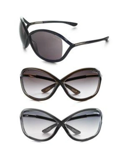 Shop Tom Ford Whitney 64mm Oversized Sunglasses In Black-grey