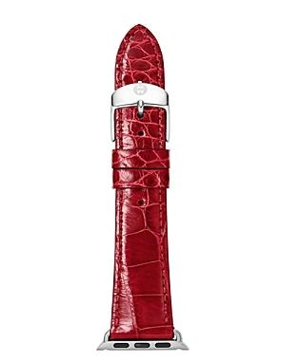 Shop Michele Alligator Apple Watch Strap, 38mm In Real Red
