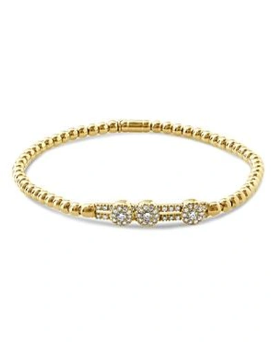 Shop Hulchi Belluni 18k Yellow Gold Tresore Diamond Slim Stretch Bracelet In White/gold
