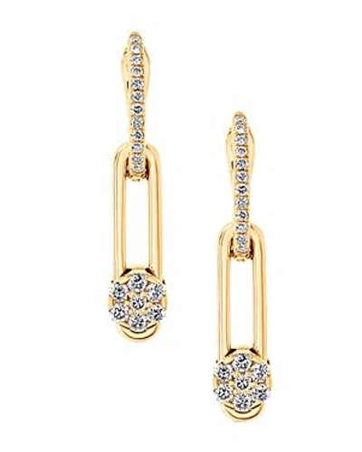 Shop Hulchi Belluni 18k Yellow Gold Diamond Tresore Single Linear Earrings In White/gold