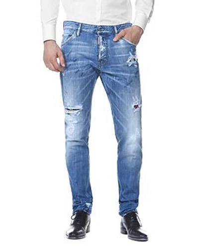 Shop Dsquared2 Cool Guy Slim Fit Jeans In Light Blue Marks In Navy