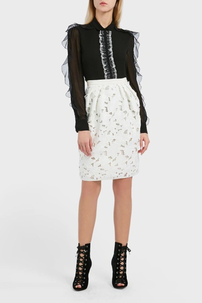 Shop Giambattista Valli Floral Motif Skirt In White