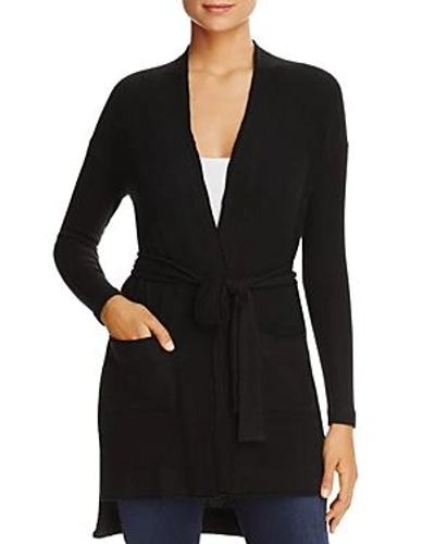 Shop Three Dots Belted Wrap Cardigan In Black