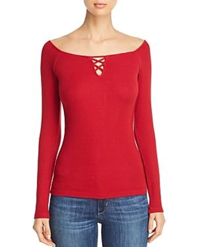 Shop Michael Stars Stitched Boatneck Sweater In Ruby
