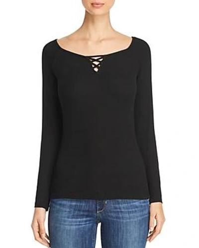 Shop Michael Stars Stitched Boatneck Sweater In Black
