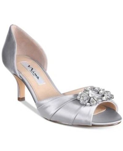 Shop Nina Charisa Pumps Women's Shoes In Silver Satin