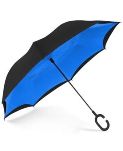 Shop Shedrain Reversible Open Umbrella In Black/ocean