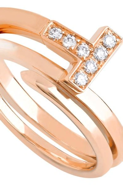 Shop Tiffany & Co T Wrap 18-karat Rose Gold Diamond Ring