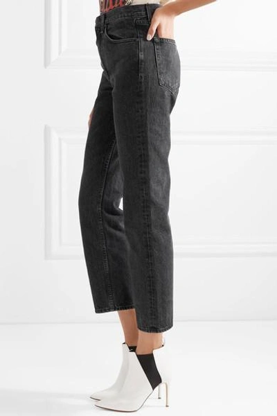 Shop Rag & Bone Cropped High-rise Straight-leg Jeans In Black