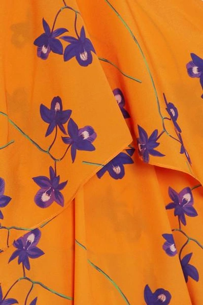 Shop Borgo De Nor Josephine Cold-shoulder Floral-print Crepe Maxi Dress In Orange
