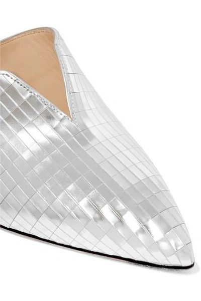 Shop Attico Monica Mirrored-leather Mules In Silver