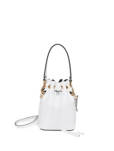 Shop Fendi Mon Tresor Leather Bucket Bag In Bianco