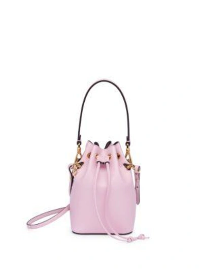 Shop Fendi Mon Tresor Leather Bucket Bag In Peoni