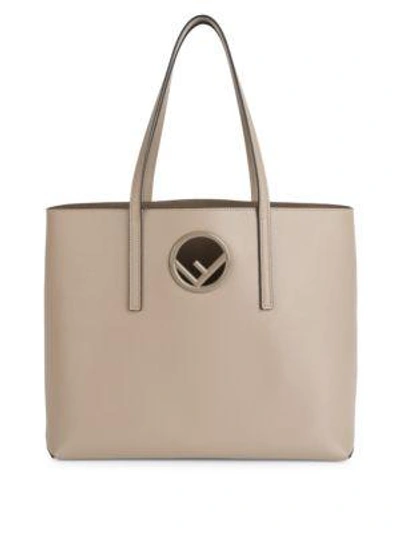 Shop Fendi Classic Leather Shopper In Taupe