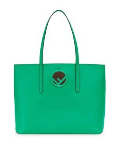 Shop Fendi Classic Leather Shopper In Green