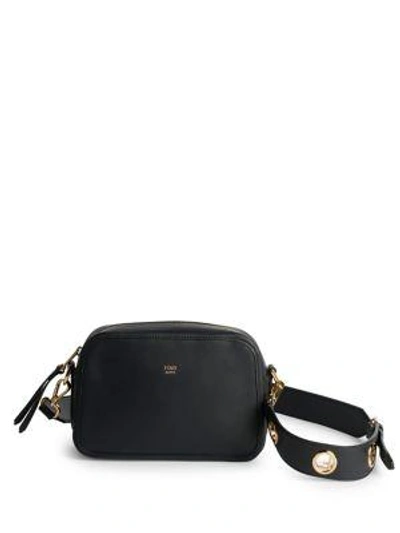 Shop Fendi Camera Leather Crossbody Bag In Black